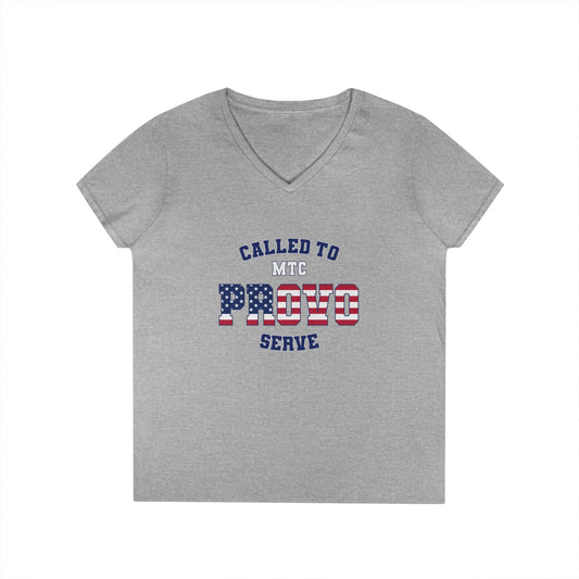Provo MTC English USA Flag - Ladies' V-Neck T-Shirt