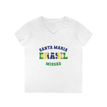 Brazil Santa Maria Portuguese - Ladies' V-Neck T-Shirt