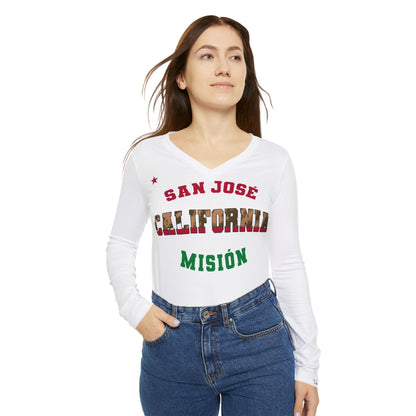 California San Jose Spanish - Women's Long Sleeve V-neck Shirt, White