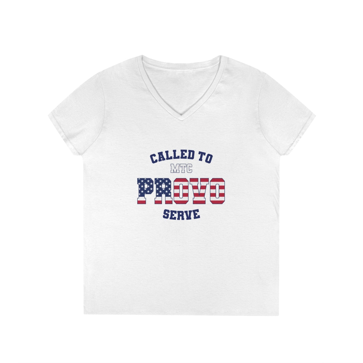 Provo MTC English USA Flag - Ladies' V-Neck T-Shirt
