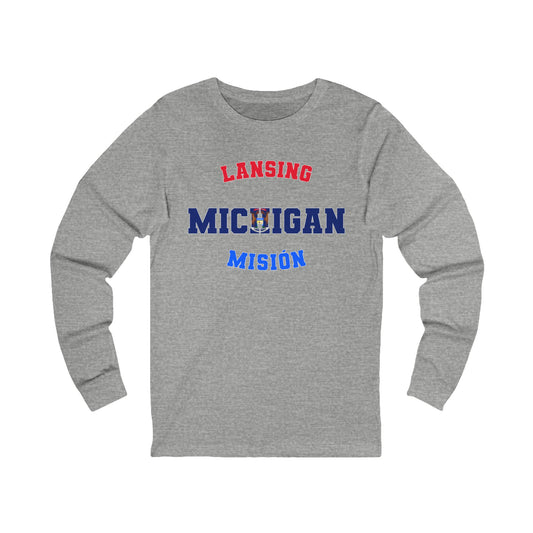 Michigan Lansing Spanish - Unisex Long Sleeve Cotton Jersey