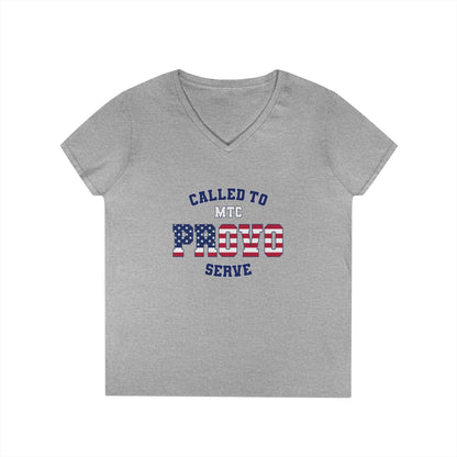Provo MTC English USA Flag - Ladies' V-Neck T-Shirt