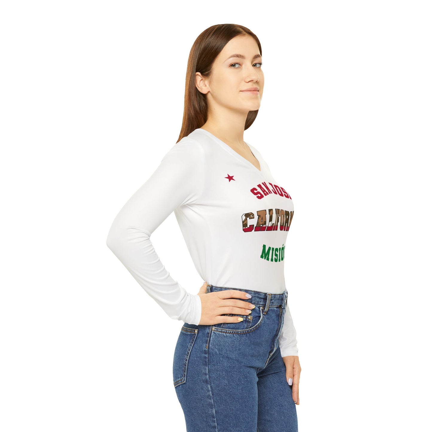 California San Jose Spanish - Women's Long Sleeve V-neck Shirt, White