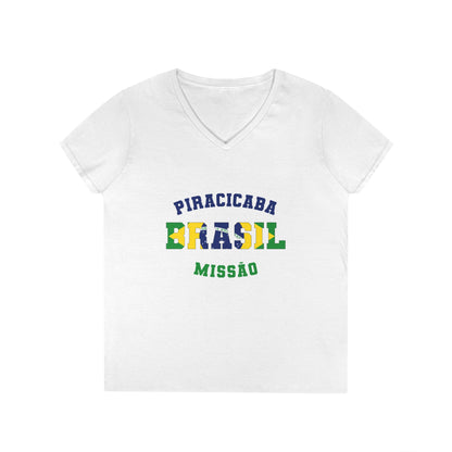 Brazil Piracicaba Portuguese - Ladies' V-Neck T-Shirt