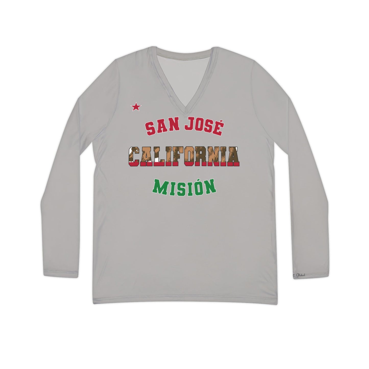 California San Jose Spanish - Women's Long Sleeve V-neck Shirt, Light Gray