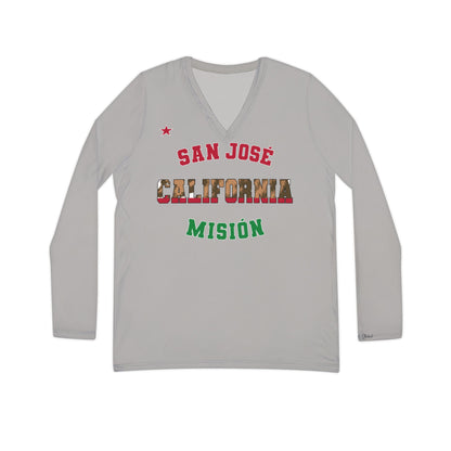 California San Jose Spanish - Women's Long Sleeve V-neck Shirt, Light Gray