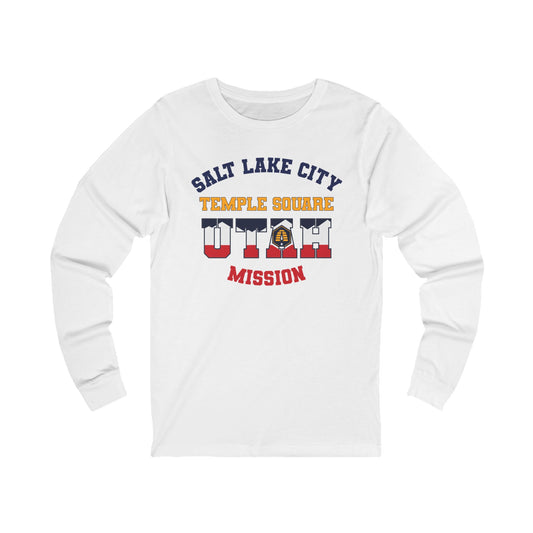 Utah Salt Lake City Temple Square English - Unisex Long Sleeve Cotton Jersey