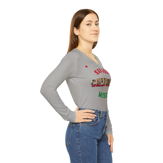 California San Jose Spanish - Women's Long Sleeve V-neck Shirt, Light Gray